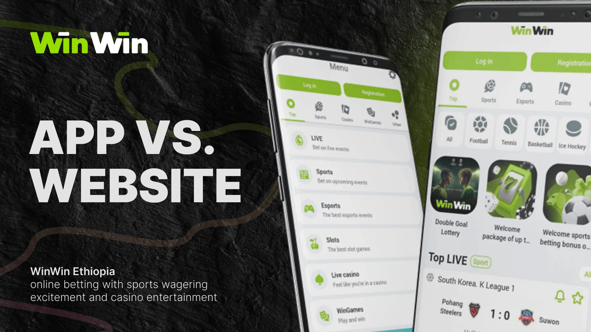 Winwin Ethiopia is an Android iOS mobile platform for sports betting, including football, basketball, tennis, and cricket games, all available in online casinos. General information about comparing the app and the website.